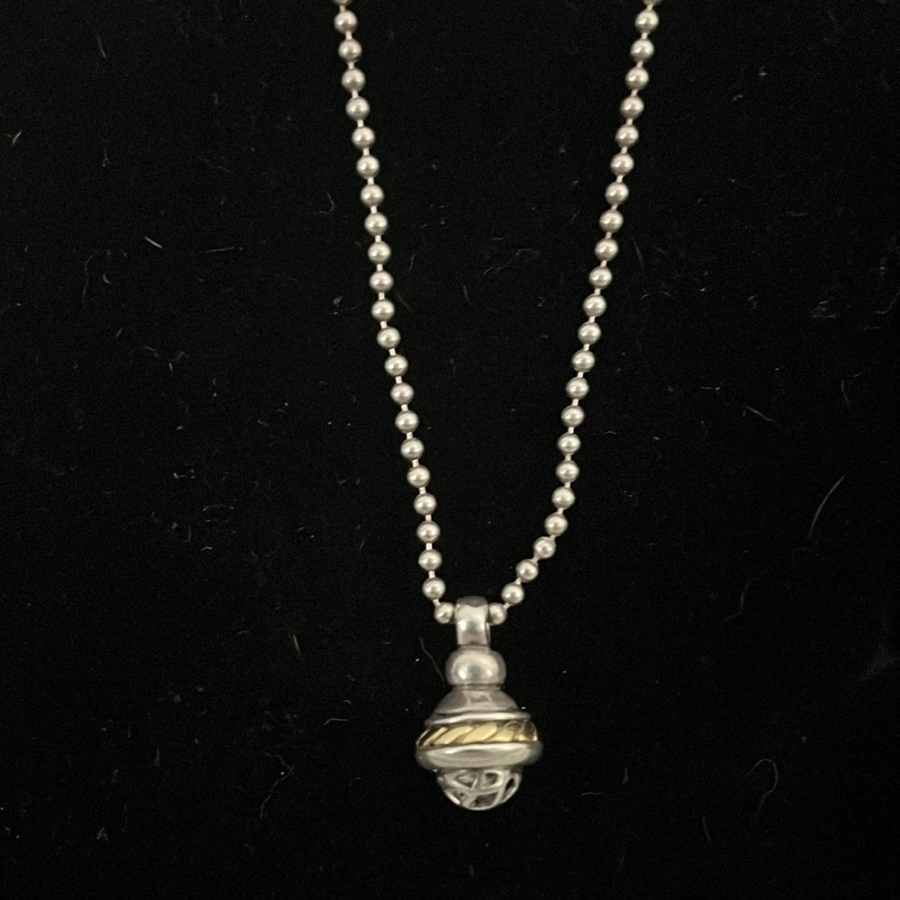 DAVID WYSOR pendant gold and silver stamped necklace